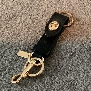 Coach Black Leather Key Ring & Bag Charm